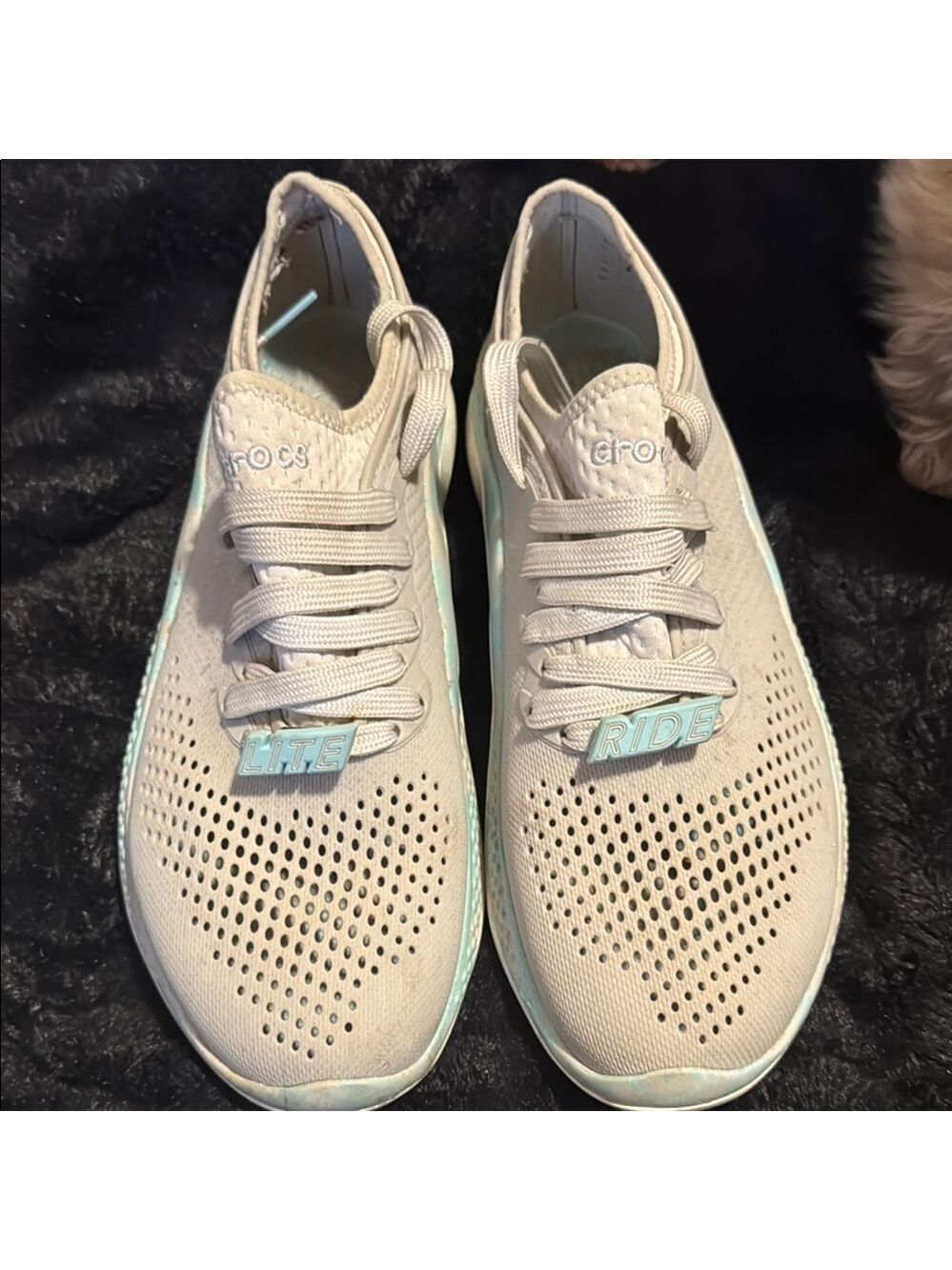 Crocs LiteRide Pacer Sneakers Women’s Beige White Blue Comfort Walking Shoes